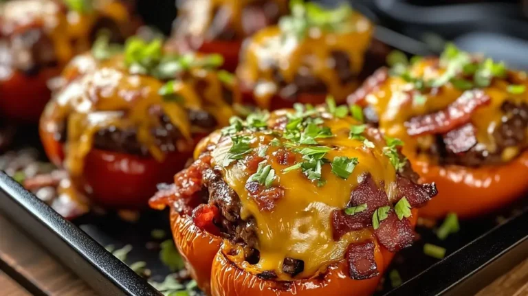 Mushroom Bbq Bacon Cheeseburger Stuffed Peppers