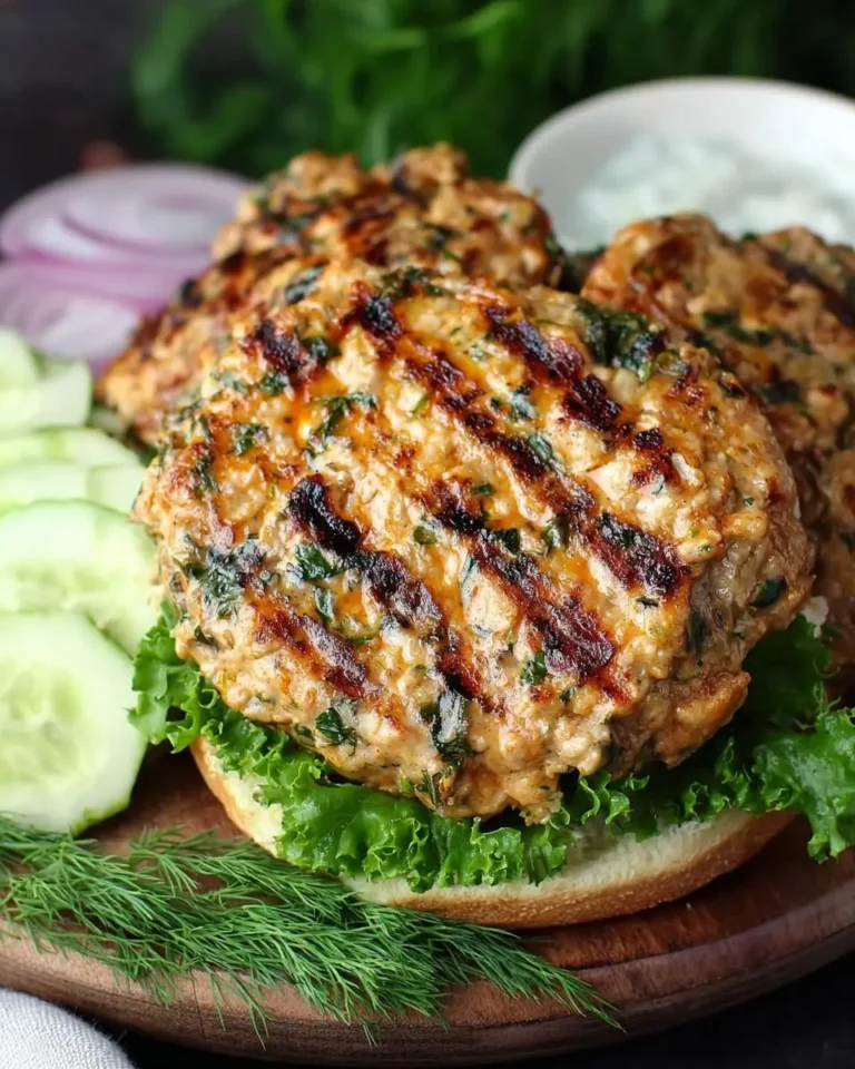 A grilled chicken burger with herbs on a bun with lettuce, cucumber, onion, and dip, perfect for a Buffalo chicken sandwich twist.